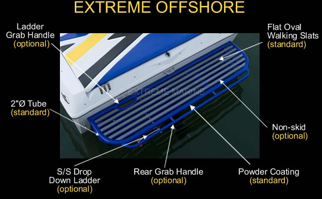 Custom aluminum swim platforms for your offshore power boats!